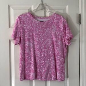 Basic Editions Pink and White Paisley Tee